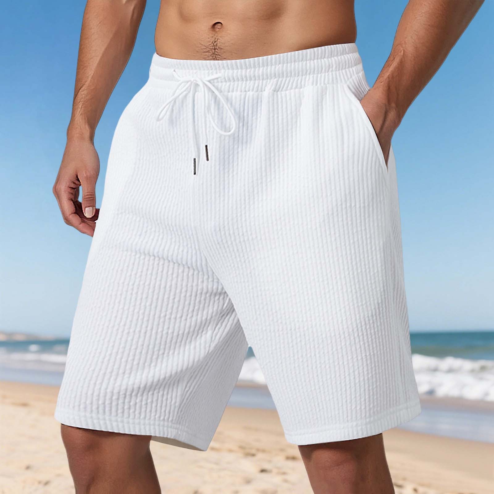 thumbnail image 2 of Pantalones cortos deportivos casuales de jacquard europeos nuevos para hombre - Pantalones cortos de playa holgados y elásticos para actividades al aire libre, 2 of 8